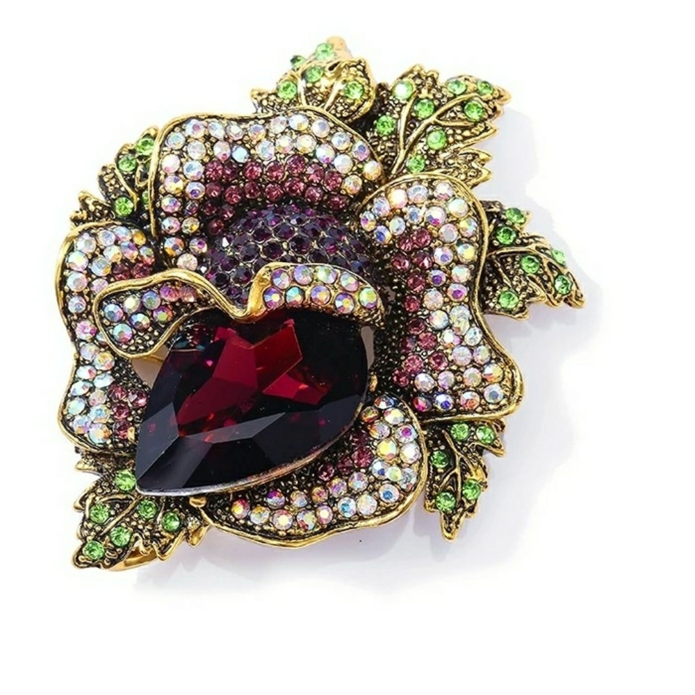 Brown rhinestone brooch - Picture 5 of 6
